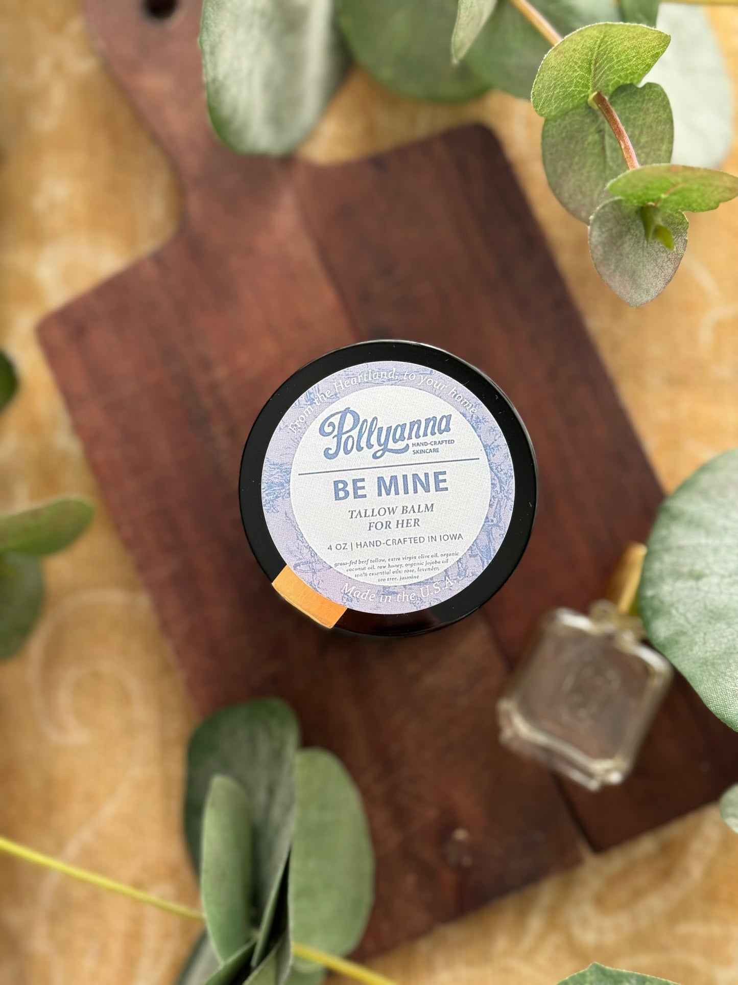 Pollyanna be mine tallow balm, top label